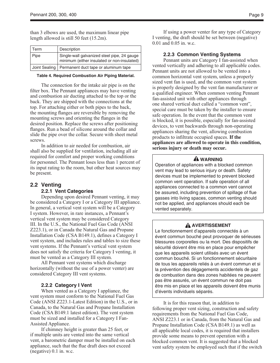 LAARS Pennant PNCV (Sizes 200, 300, 400) - Install and Operating Manual User Manual | Page 10 / 45