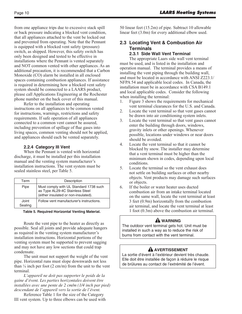 LAARS Pennant PNCV (Sizes 200, 300, 400) - Install and Operating Manual User Manual | Page 11 / 45