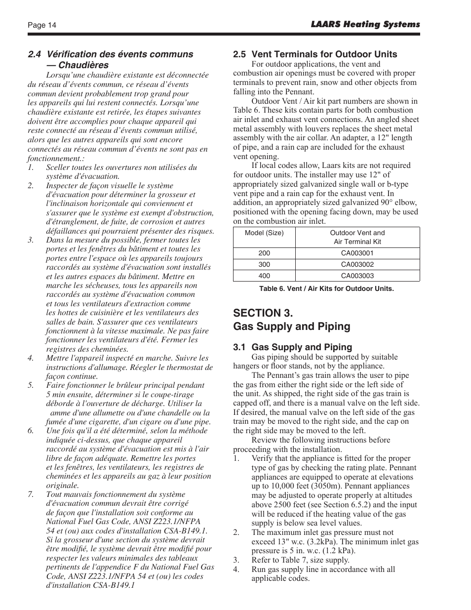 LAARS Pennant PNCV (Sizes 200, 300, 400) - Install and Operating Manual User Manual | Page 15 / 45