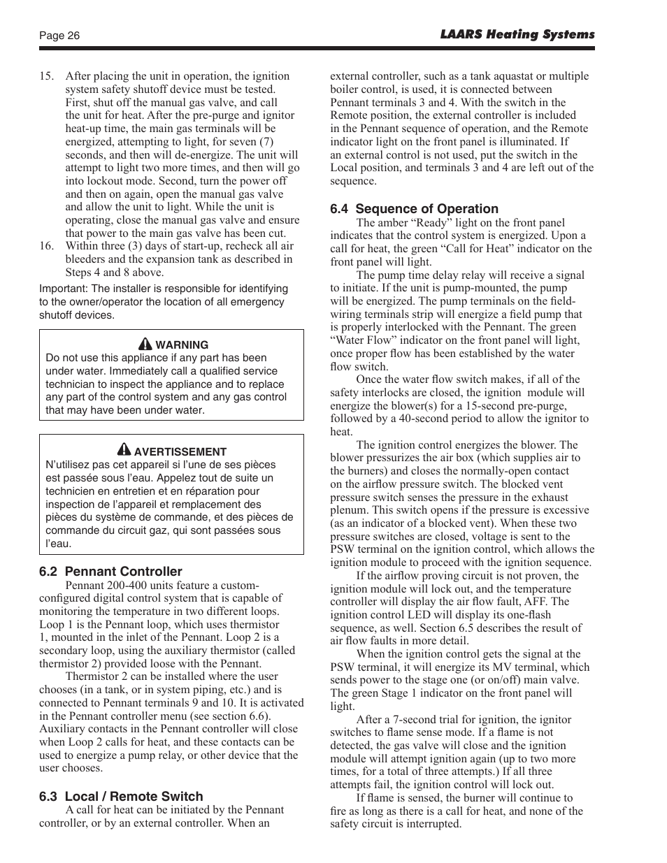 LAARS Pennant PNCV (Sizes 200, 300, 400) - Install and Operating Manual User Manual | Page 27 / 45