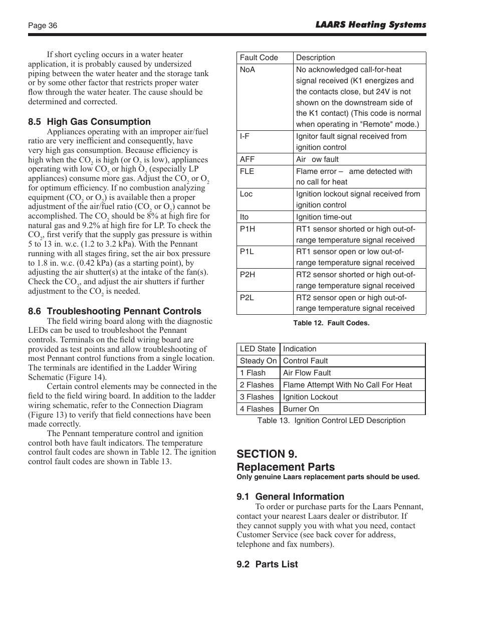 LAARS Pennant PNCV (Sizes 200, 300, 400) - Install and Operating Manual User Manual | Page 37 / 45