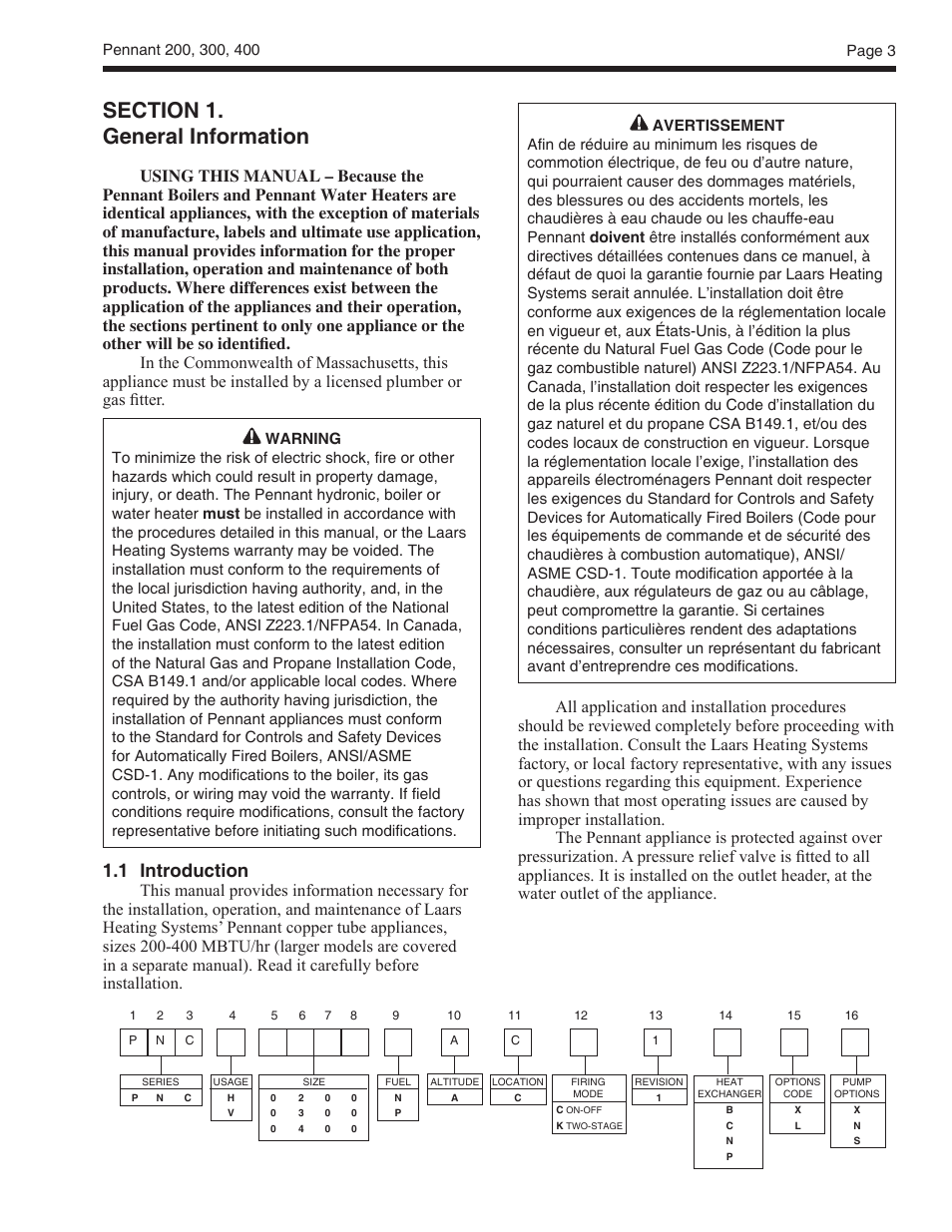 1 introduction | LAARS Pennant PNCV (Sizes 200, 300, 400) - Install and Operating Manual User Manual | Page 4 / 45