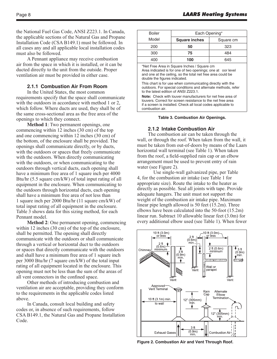 LAARS Pennant PNCV (Sizes 200, 300, 400) - Install and Operating Manual User Manual | Page 9 / 45
