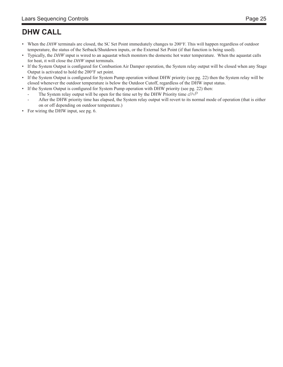 Dhw call | LAARS SC 12 - Install and Operating Manual User Manual | Page 25 / 28