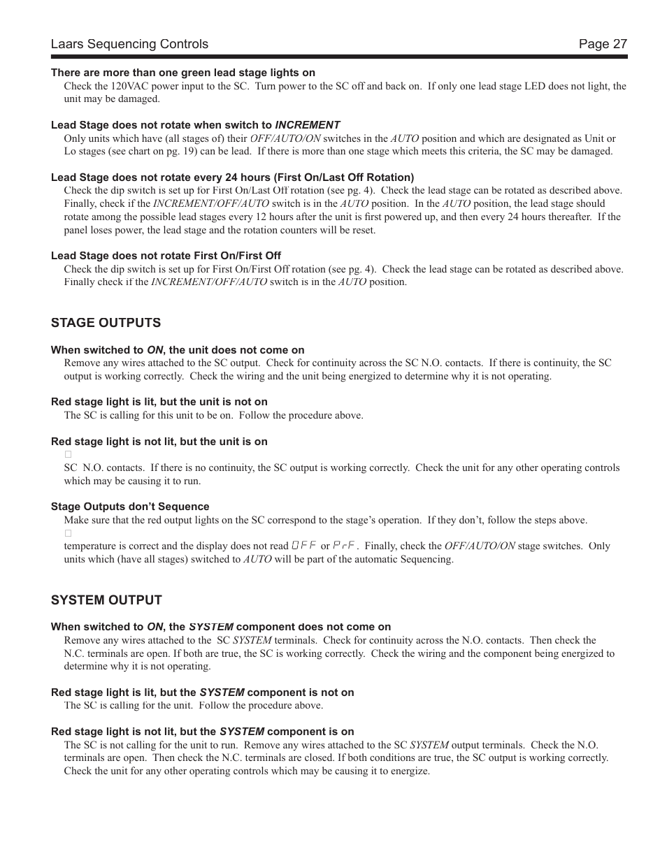 LAARS SC 12 - Install and Operating Manual User Manual | Page 27 / 28