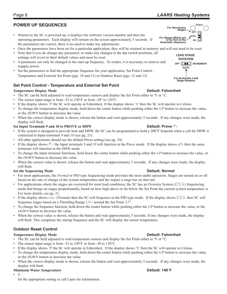 Page 8 laars heating systems power up sequences | LAARS SC 12 - Install and Operating Manual User Manual | Page 8 / 28