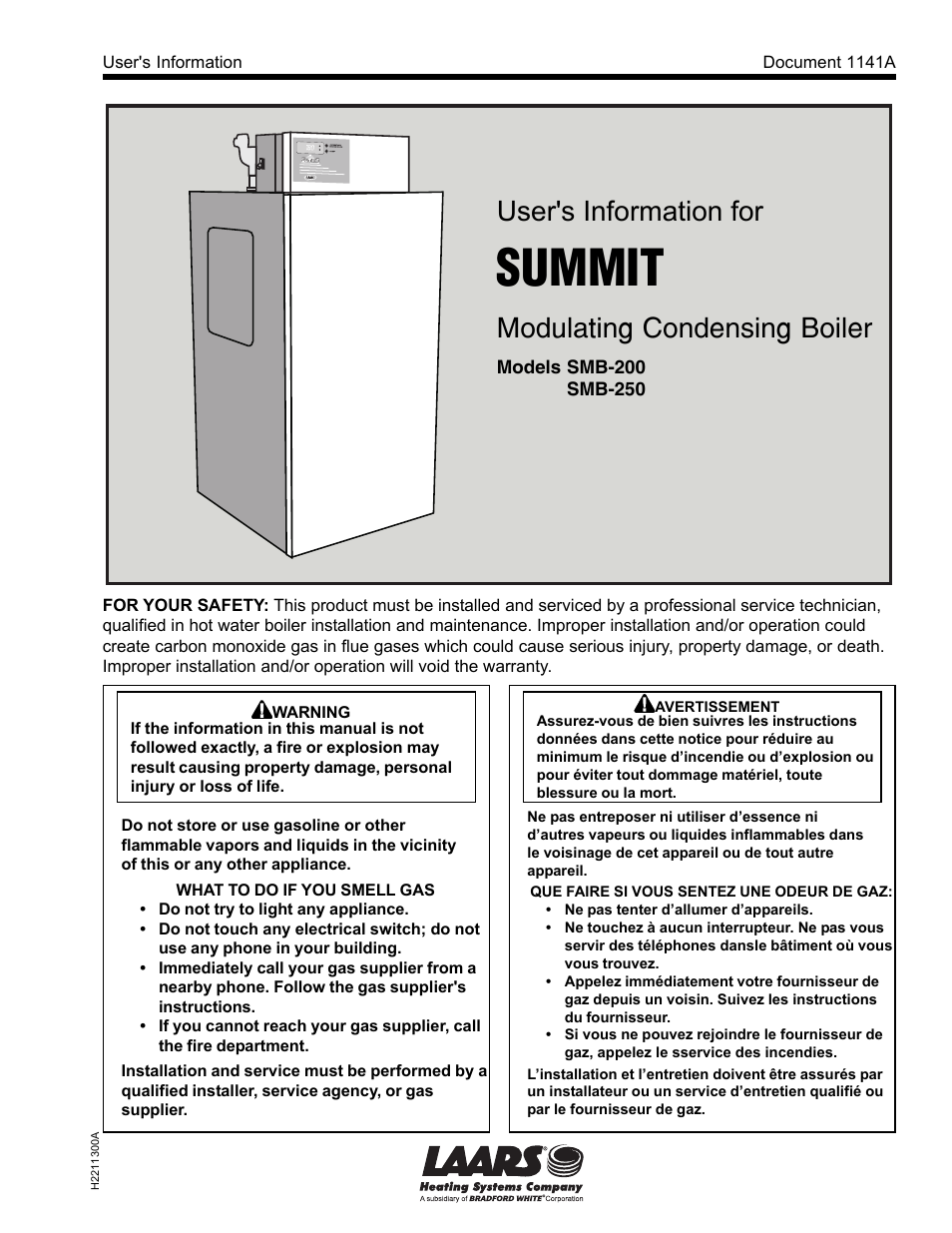 LAARS SUMMIT SMB-250 - Users Manual User Manual | 8 pages