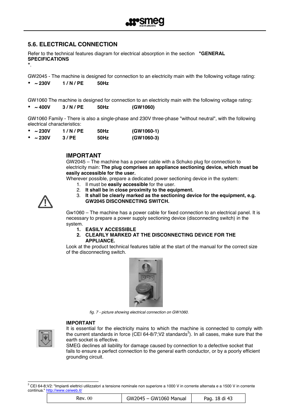 Electrical, Connection, Important | LABEC GW1060 User Manual | Page 19 / 44
