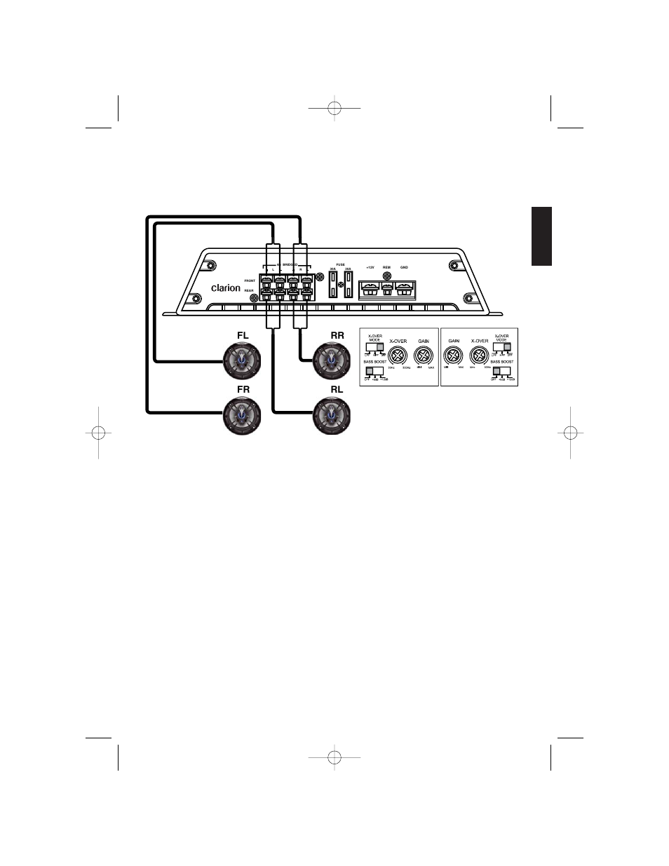English, Fl fr rr rl | Clarion APX4241 User Manual | Page 13 / 56