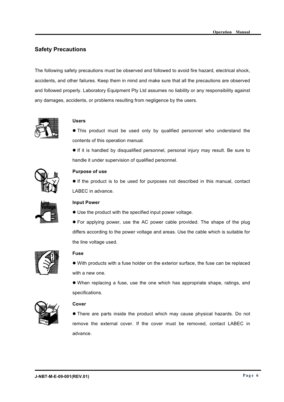 Safety precautions | LABEC J-NBT User Manual | Page 7 / 16