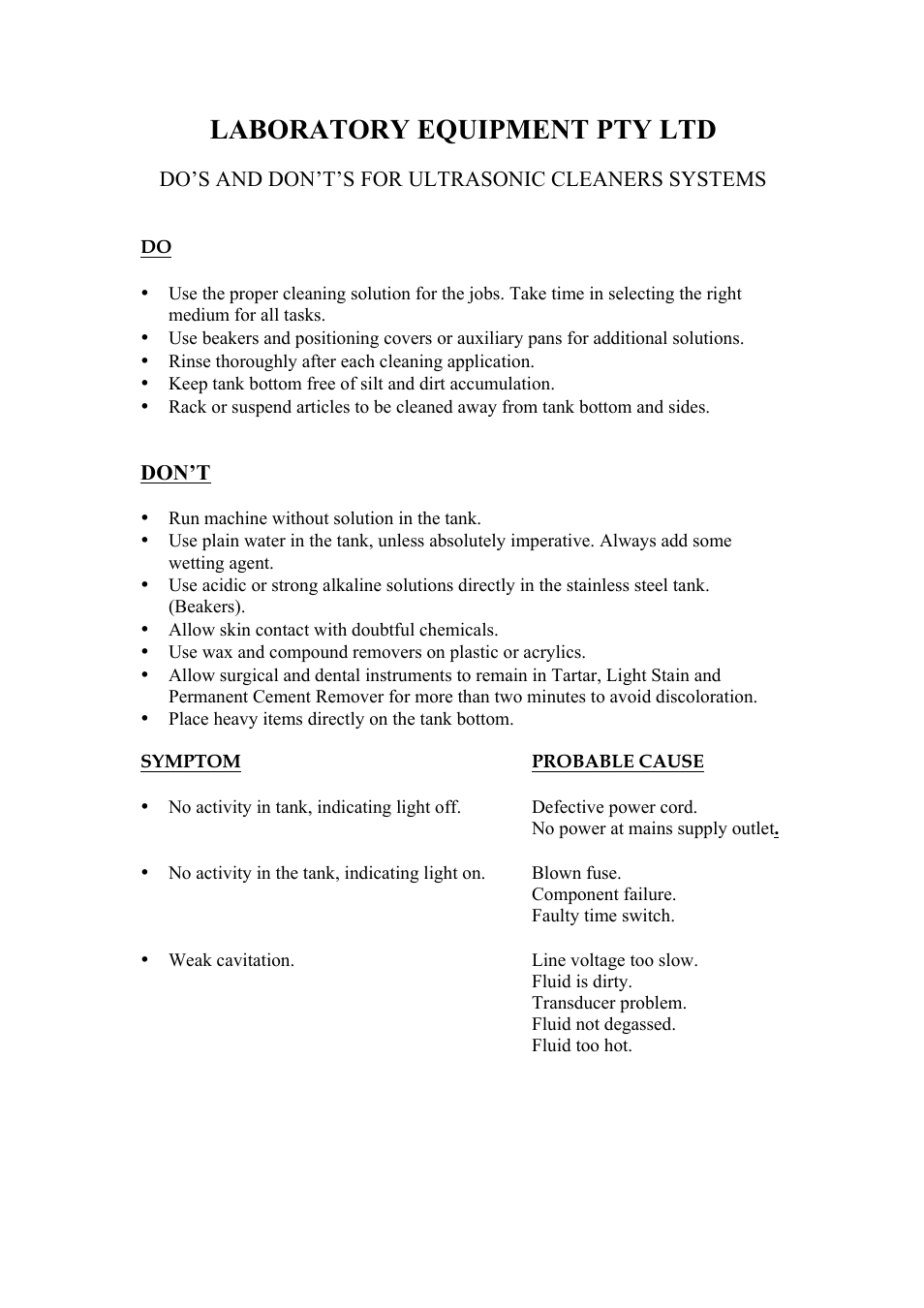 Laboratory equipment pty ltd | LABEC FXP16M User Manual | Page 10 / 13