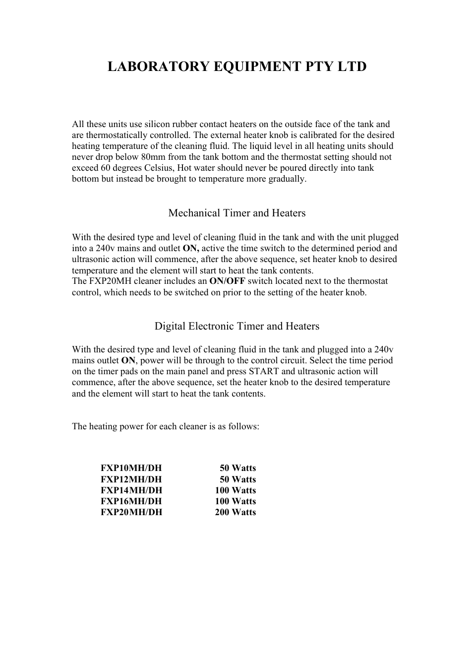 Laboratory equipment pty ltd | LABEC FXP16M User Manual | Page 11 / 13