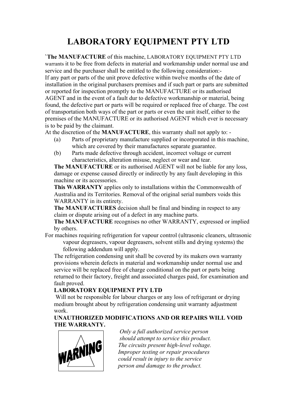Laboratory equipment pty ltd | LABEC FXP16M User Manual | Page 13 / 13