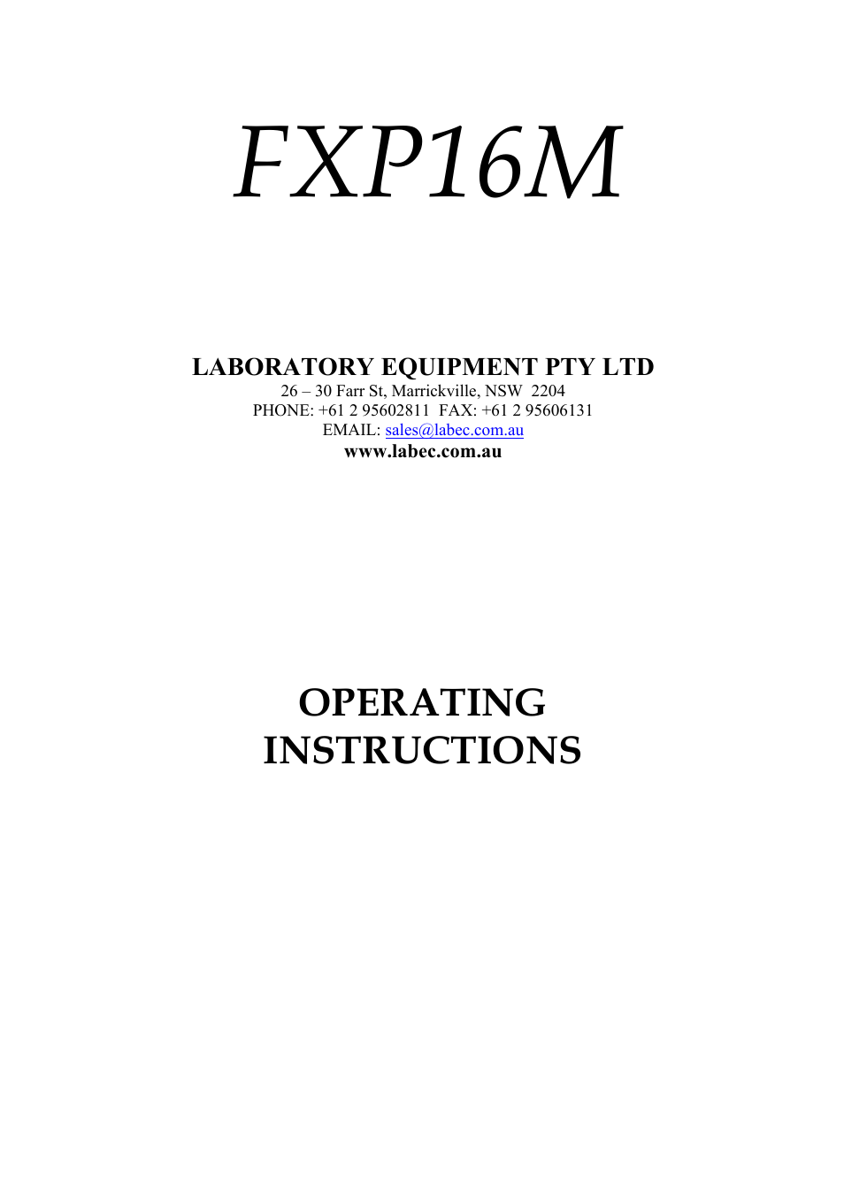 Fxp16m, Operating instructions | LABEC FXP16M User Manual | Page 2 / 13