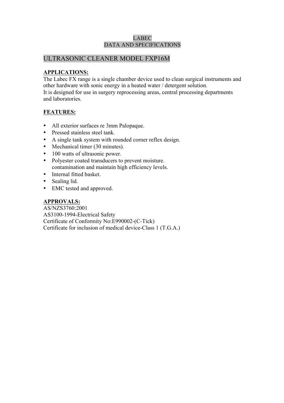 LABEC FXP16M User Manual | Page 3 / 13