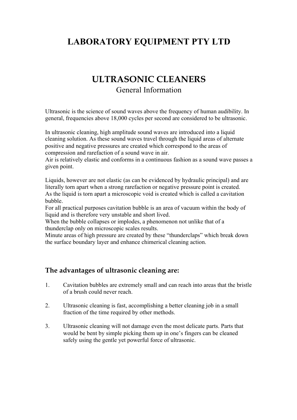 Laboratory equipment pty ltd, Ultrasonic cleaners | LABEC FXP16M User Manual | Page 5 / 13