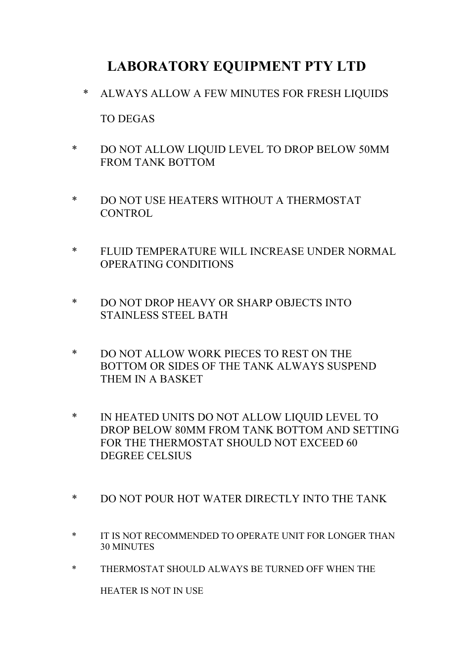 Laboratory equipment pty ltd | LABEC FXP16M User Manual | Page 7 / 13