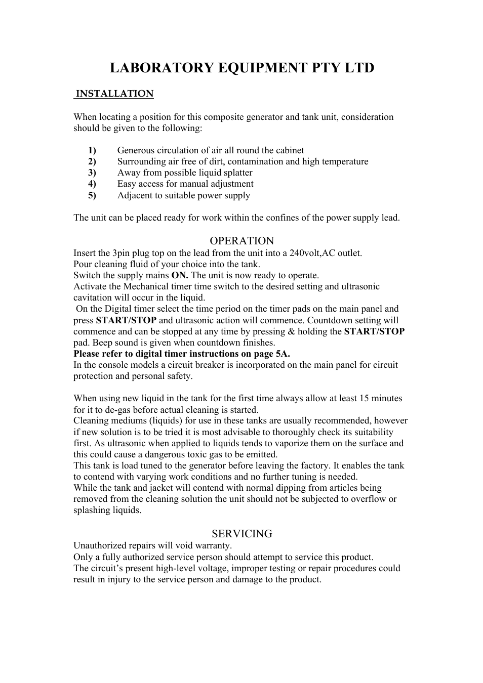 Laboratory equipment pty ltd | LABEC FXP16M User Manual | Page 9 / 13