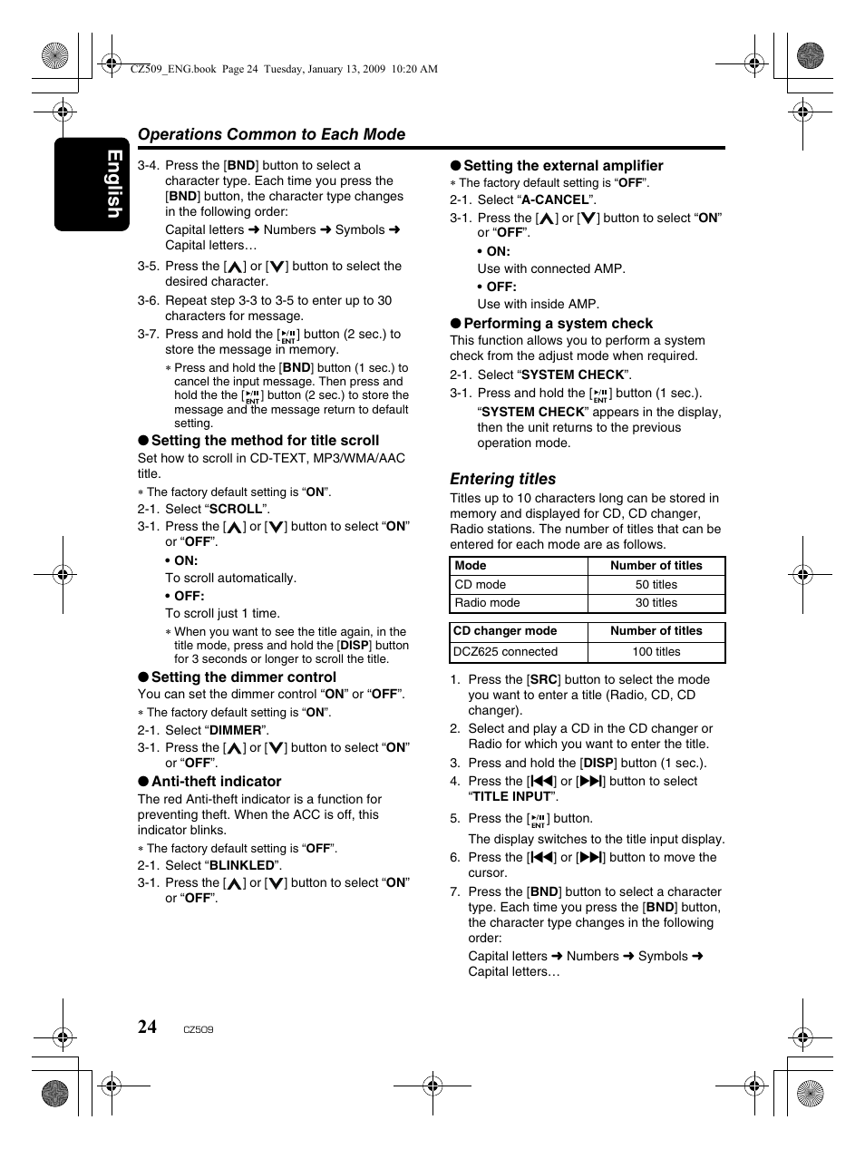 English 24 | Clarion CZ509 User Manual | Page 24 / 39