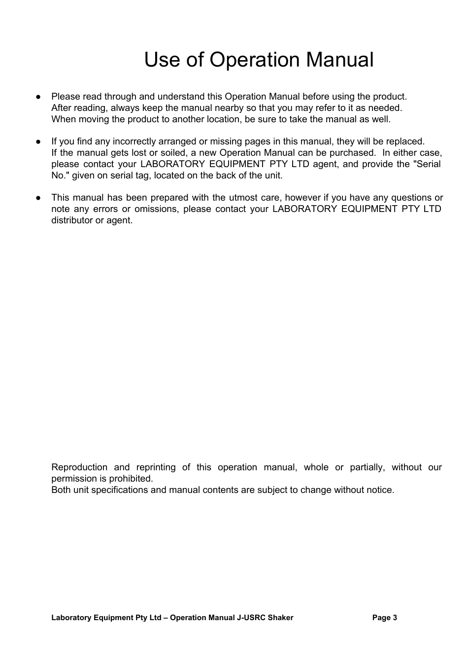 Use of operation manual | LABEC J-USRC User Manual | Page 3 / 16