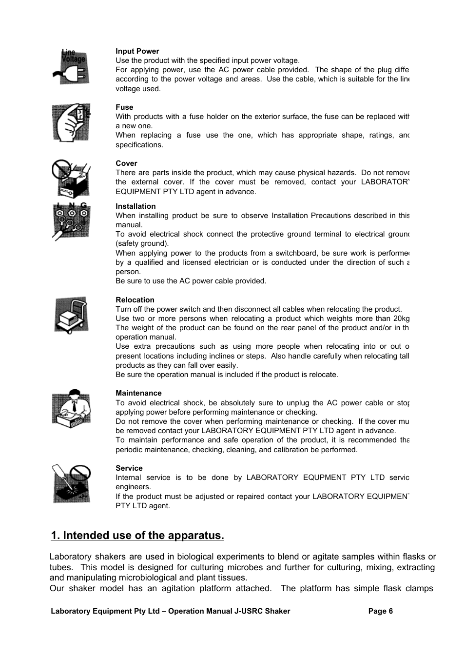Intended use of the apparatus | LABEC J-USRC User Manual | Page 6 / 16