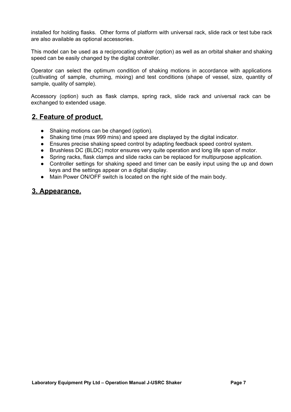 Feature of product, Appearance | LABEC J-USRC User Manual | Page 7 / 16