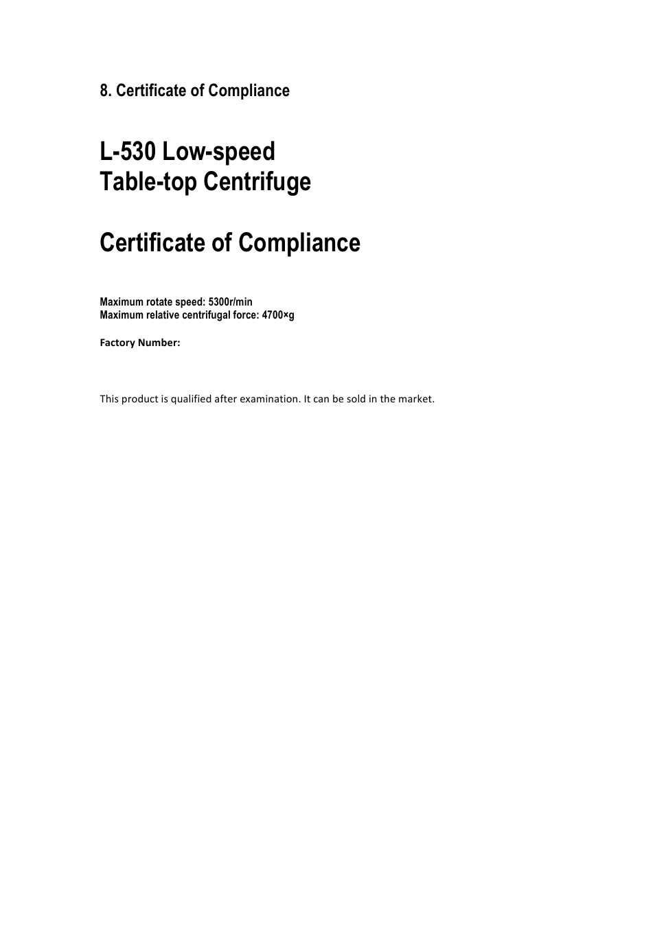 Certificate of compliance | LABEC Z-L-530 User Manual | Page 19 / 20