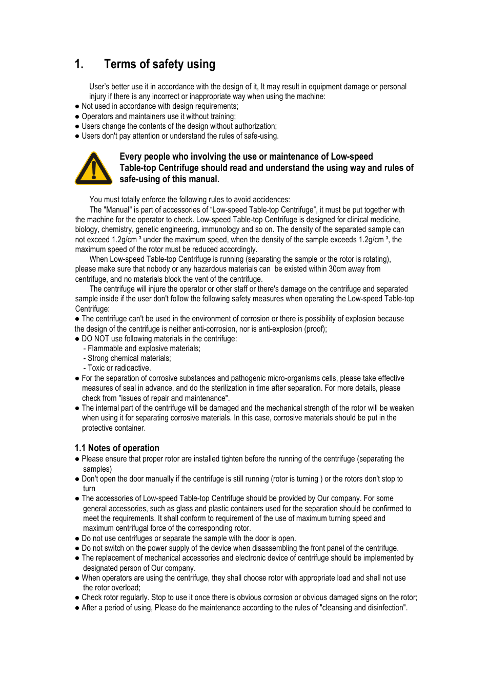 Terms of safety using | LABEC Z-L-530 User Manual | Page 6 / 20