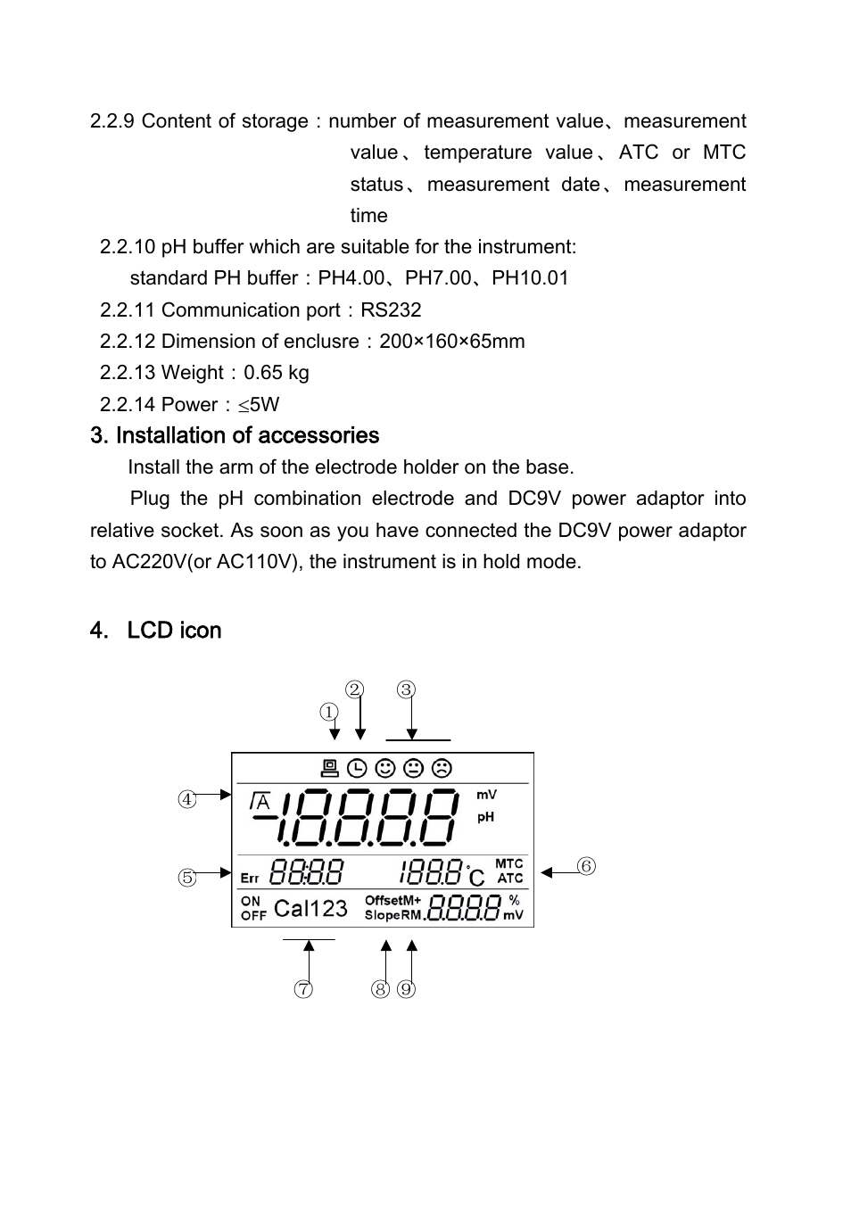 Installation of accessories, Lcd icon | LABEC M-PL-600 User Manual | Page 5 / 18