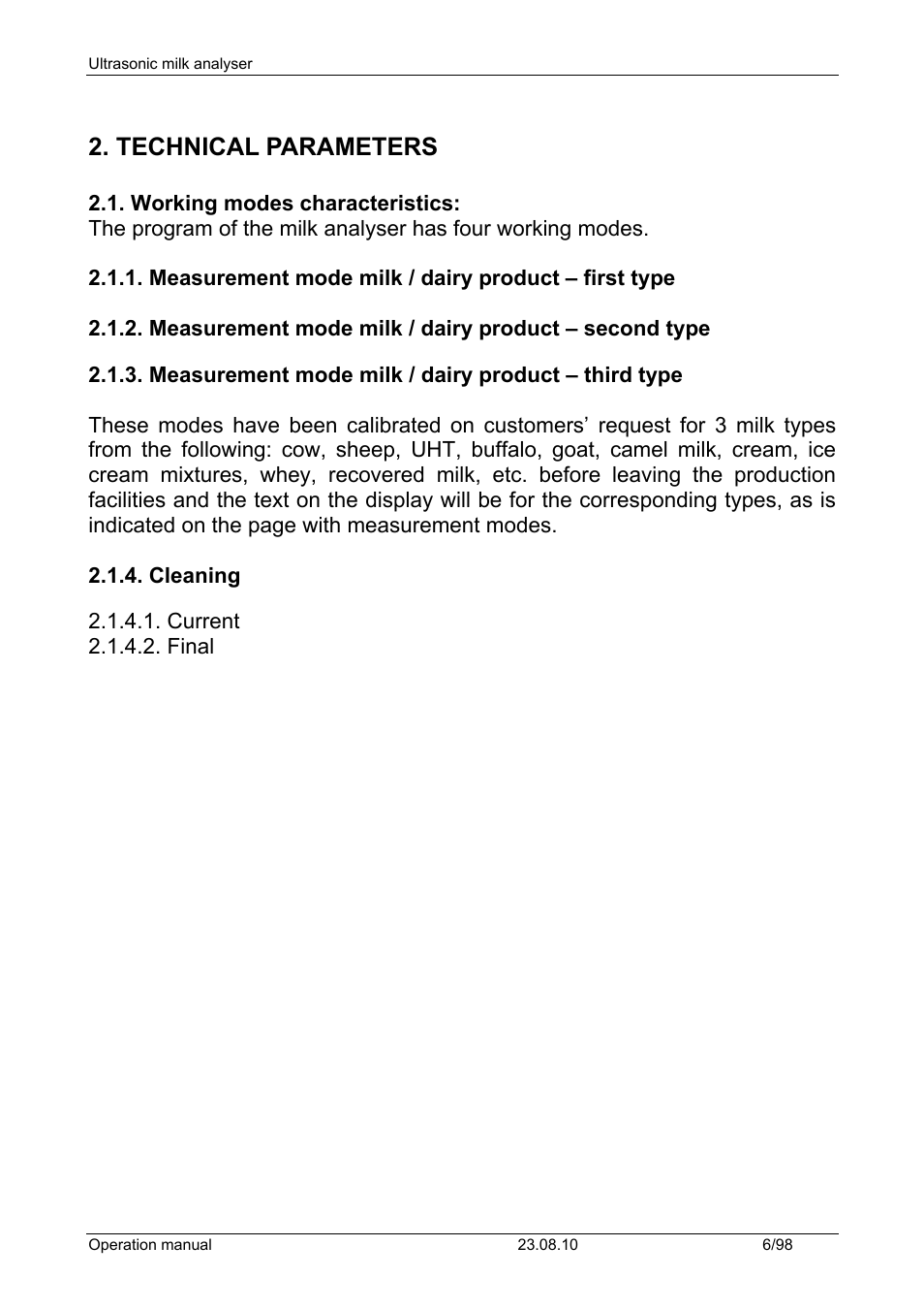 Technical parameters | LABEC M-MIA-CC User Manual | Page 8 / 99