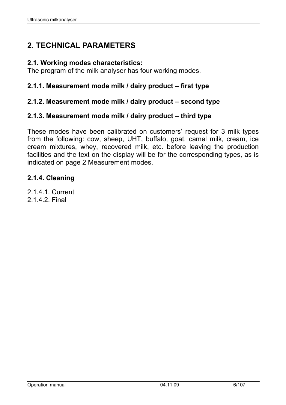 Technical parameters | LABEC M-MIA-LA User Manual | Page 8 / 107