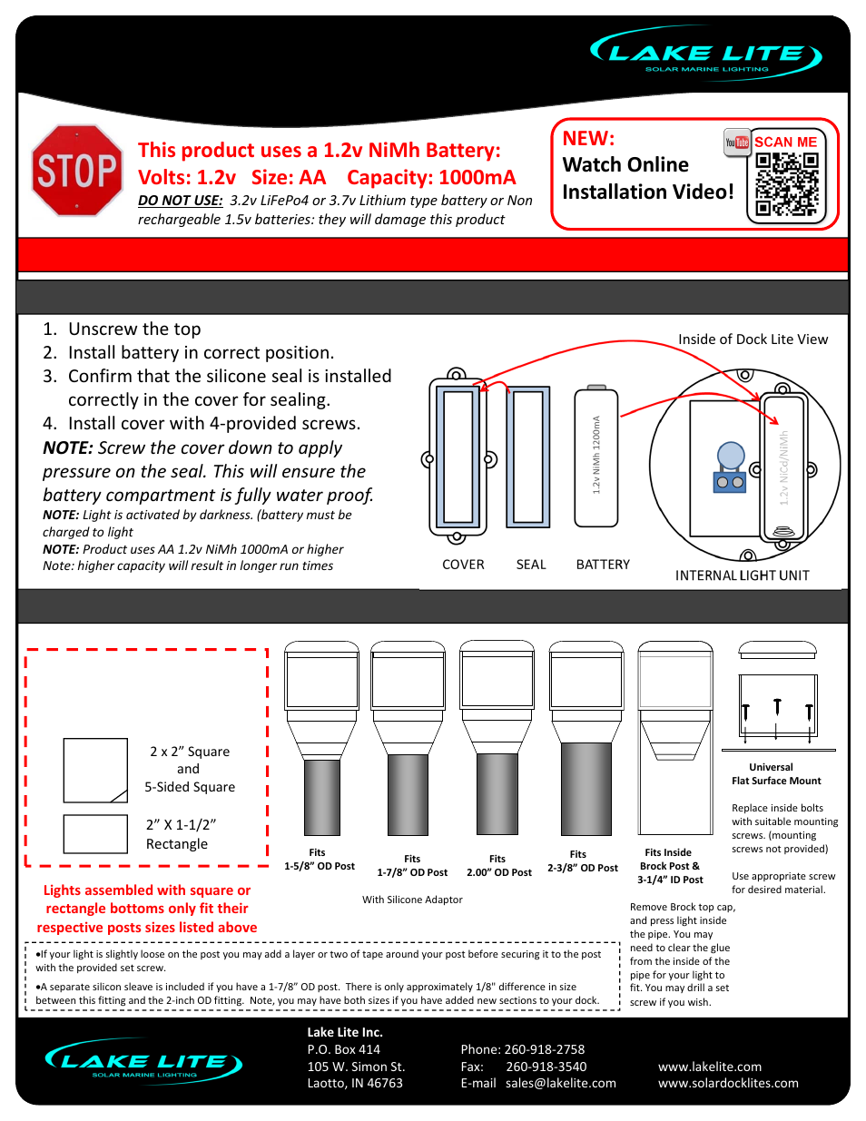 Solar dock post lites | Lake Lite LL-SDL-Round v5.3 User Manual | Page 3 / 4
