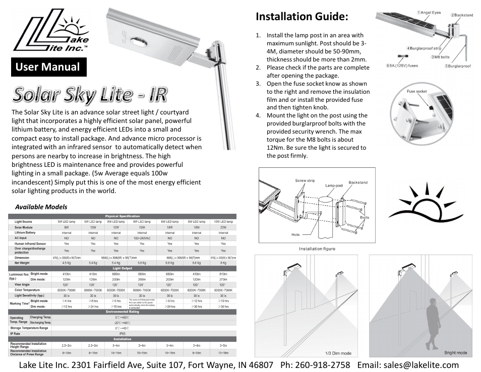 Lake Lite LL-SKL-PIR-S12-L5 User Manual | 1 page