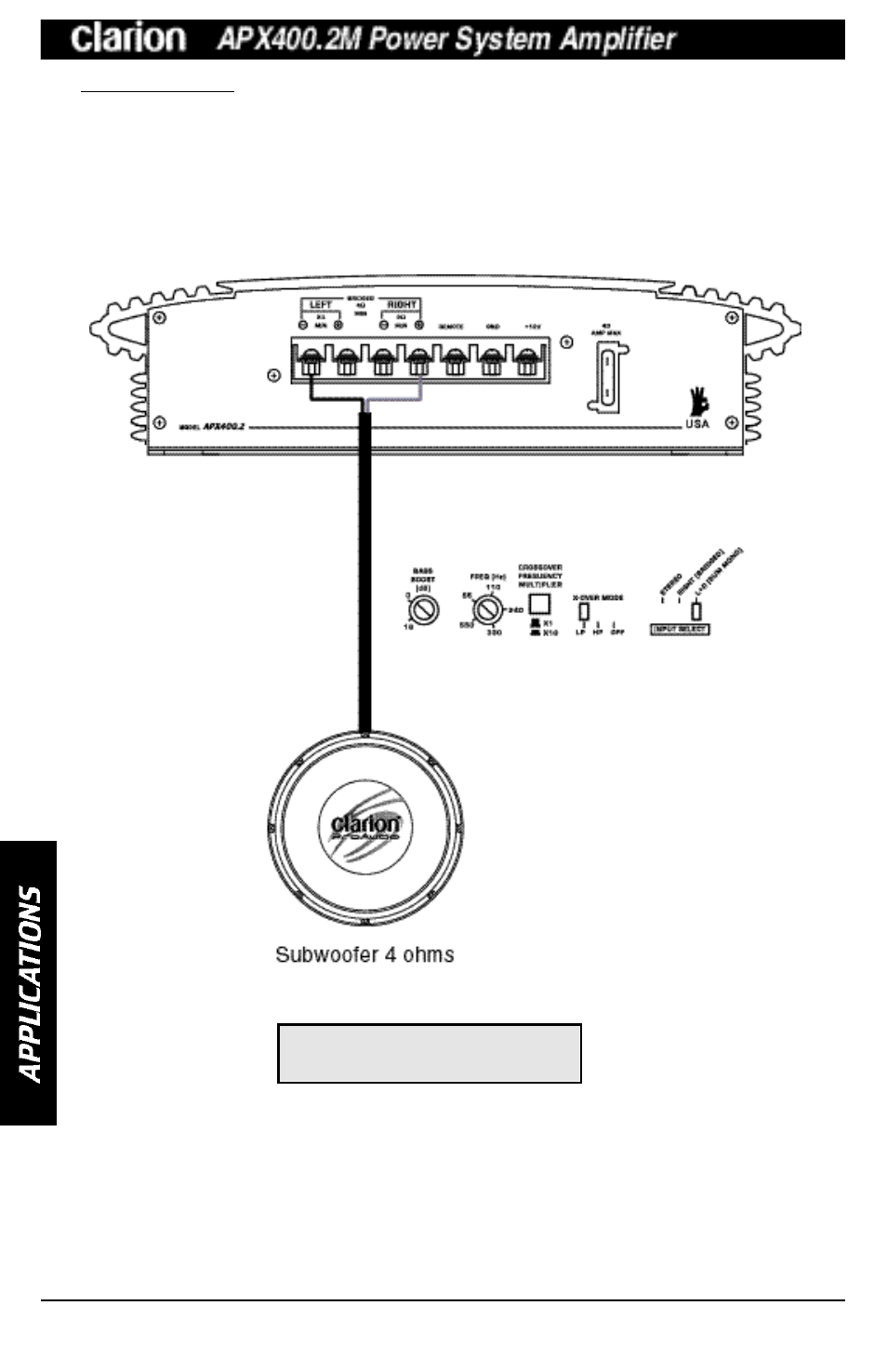 Bridged- mono subwoofer system 4 | Clarion APX400.2M User Manual | Page 6 / 16