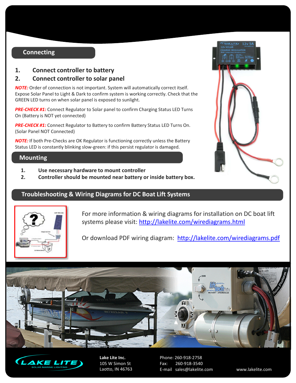 Slide number 4, Solar charge regulator, Models: ll-reg-12v-5a-pb | Lake Lite LL-REG-12v-5A-PB User Manual | Page 4 / 5