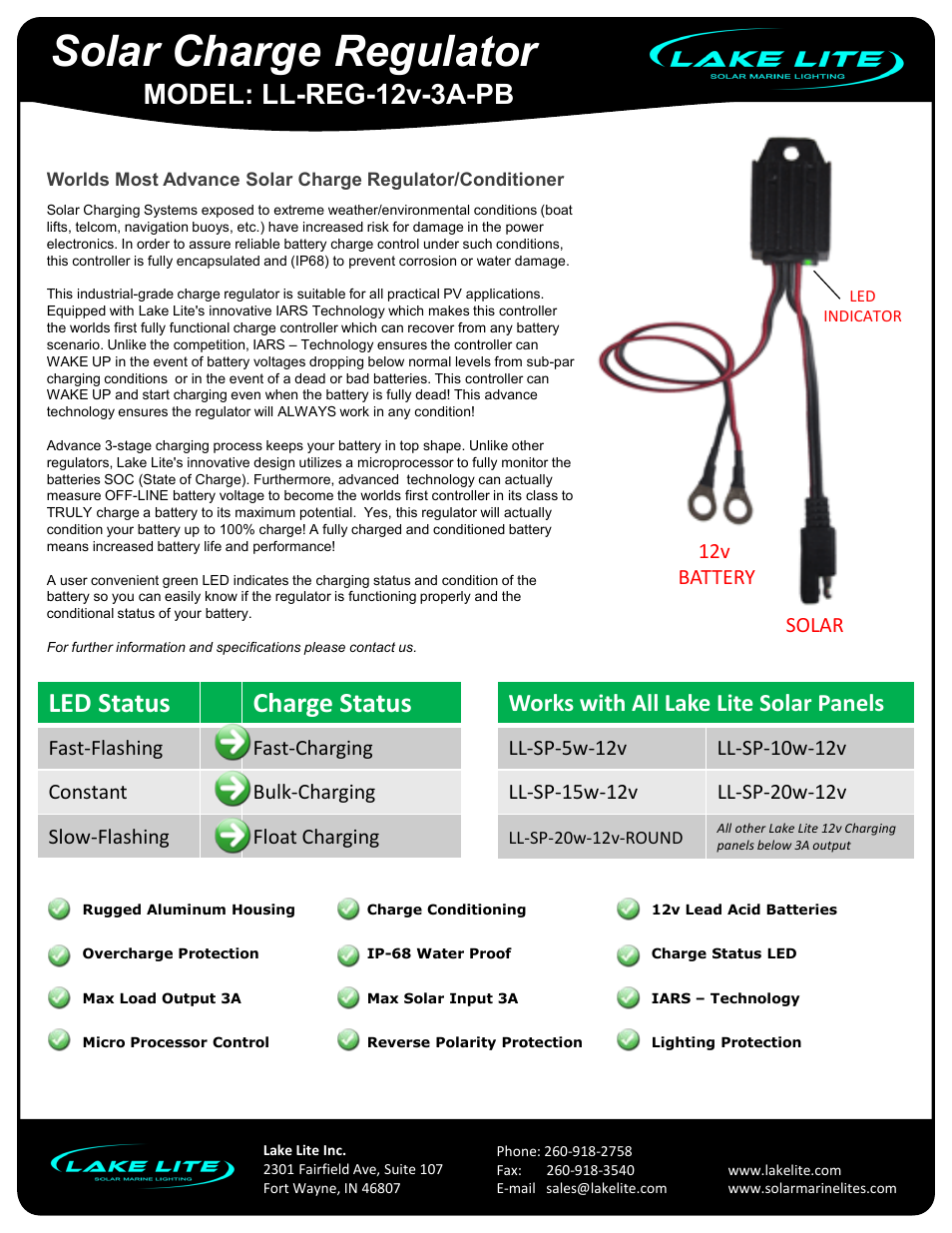 Lake Lite LL-REG-12v-3A-PB V.1 User Manual | 3 pages