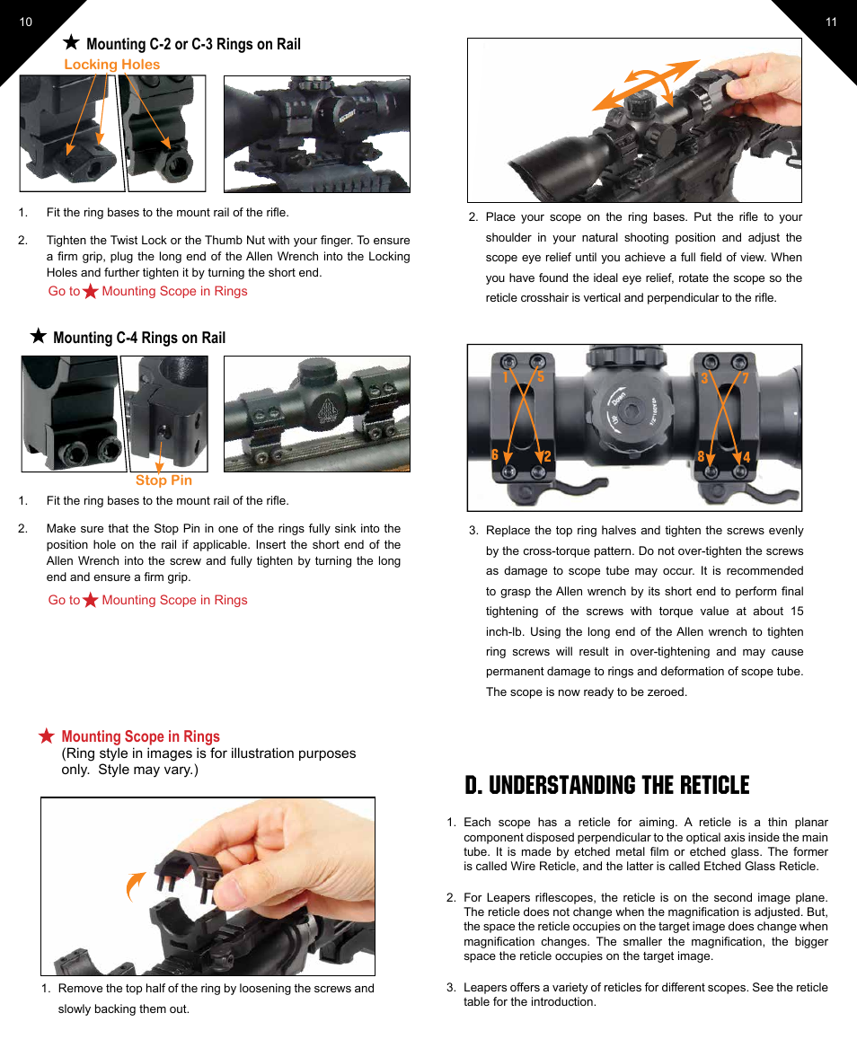 D. understanding the reticle | Leapers 30mm 36-color Crossbow Scope (SCP3-1428CRWQ) User Manual | Page 6 / 13