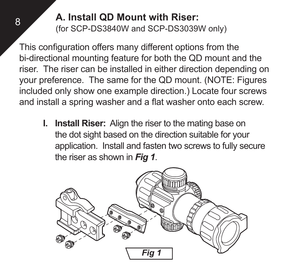 Leapers 2.6 ITA Red/Green CQB Micro Dot with Integral QD Mount (SCP-DS3026W) User Manual | Page 10 / 24