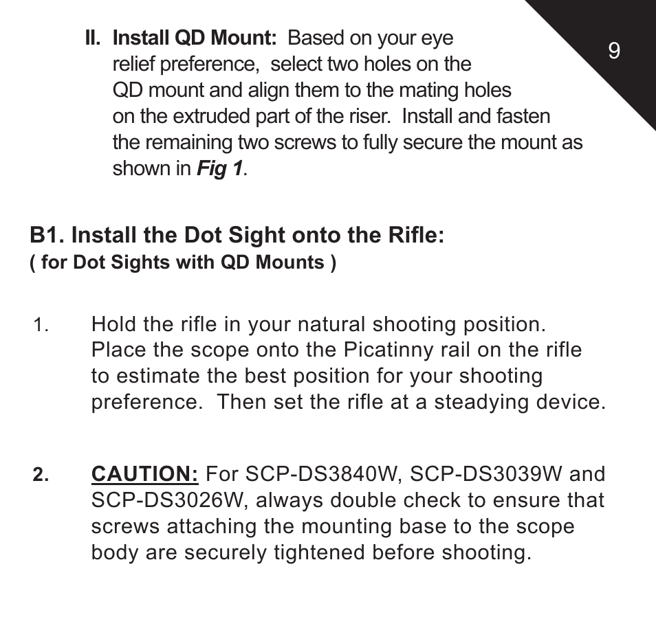 Leapers 2.6 ITA Red/Green CQB Micro Dot with Integral QD Mount (SCP-DS3026W) User Manual | Page 11 / 24