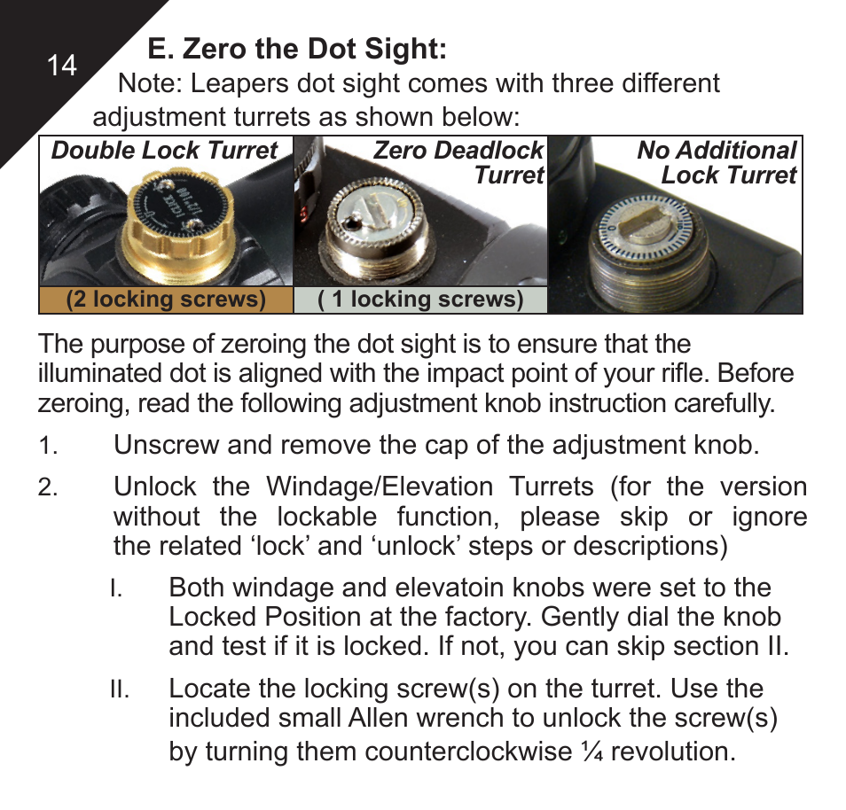 Leapers 2.6 ITA Red/Green CQB Micro Dot with Integral QD Mount (SCP-DS3026W) User Manual | Page 16 / 24