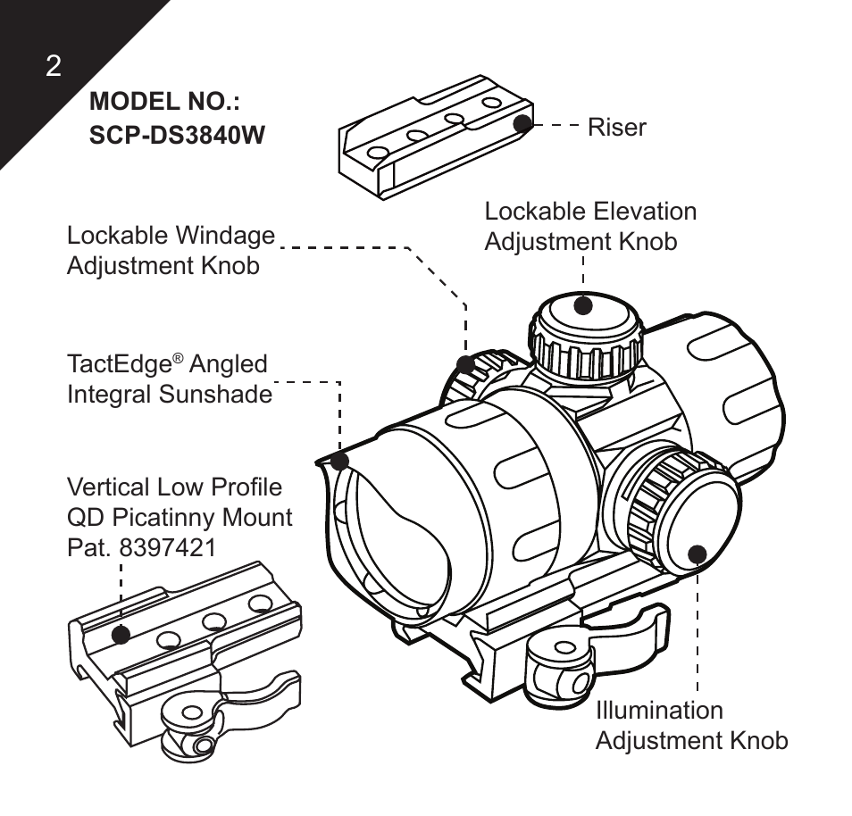 Leapers 2.6 ITA Red/Green CQB Micro Dot with Integral QD Mount (SCP-DS3026W) User Manual | Page 4 / 24