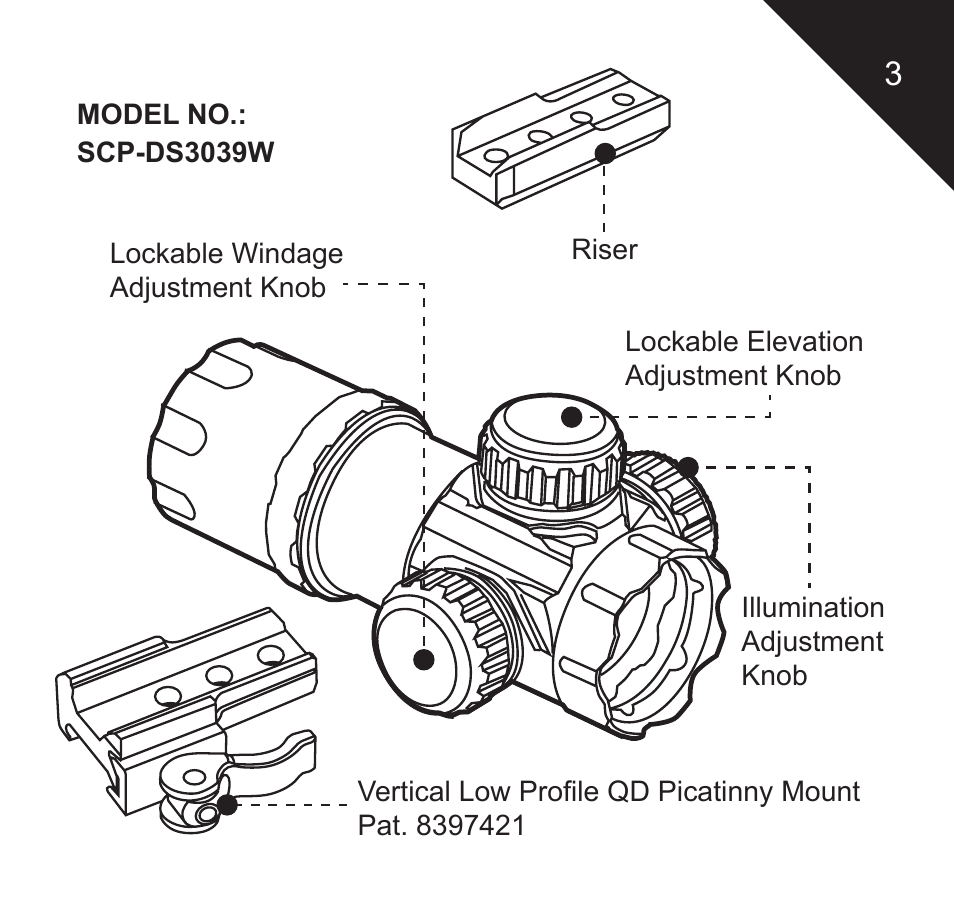 Leapers 2.6 ITA Red/Green CQB Micro Dot with Integral QD Mount (SCP-DS3026W) User Manual | Page 5 / 24