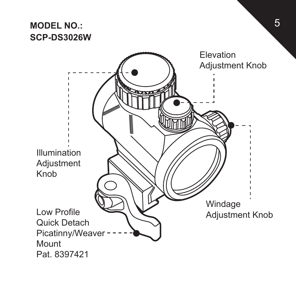 Leapers 2.6 ITA Red/Green CQB Micro Dot with Integral QD Mount (SCP-DS3026W) User Manual | Page 7 / 24