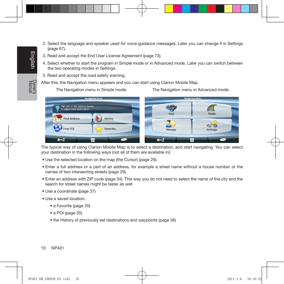 Clarion NP401 User Manual | Page 10 / 81