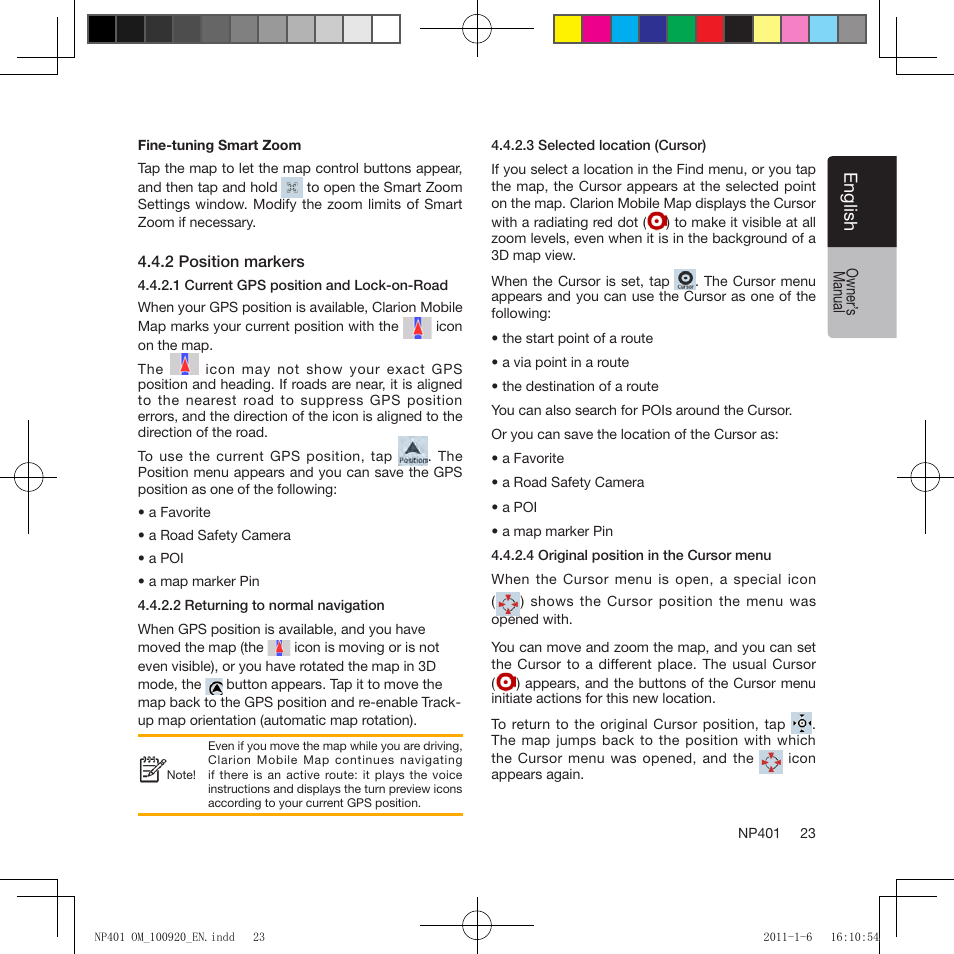 Eng lis h | Clarion NP401 User Manual | Page 23 / 81