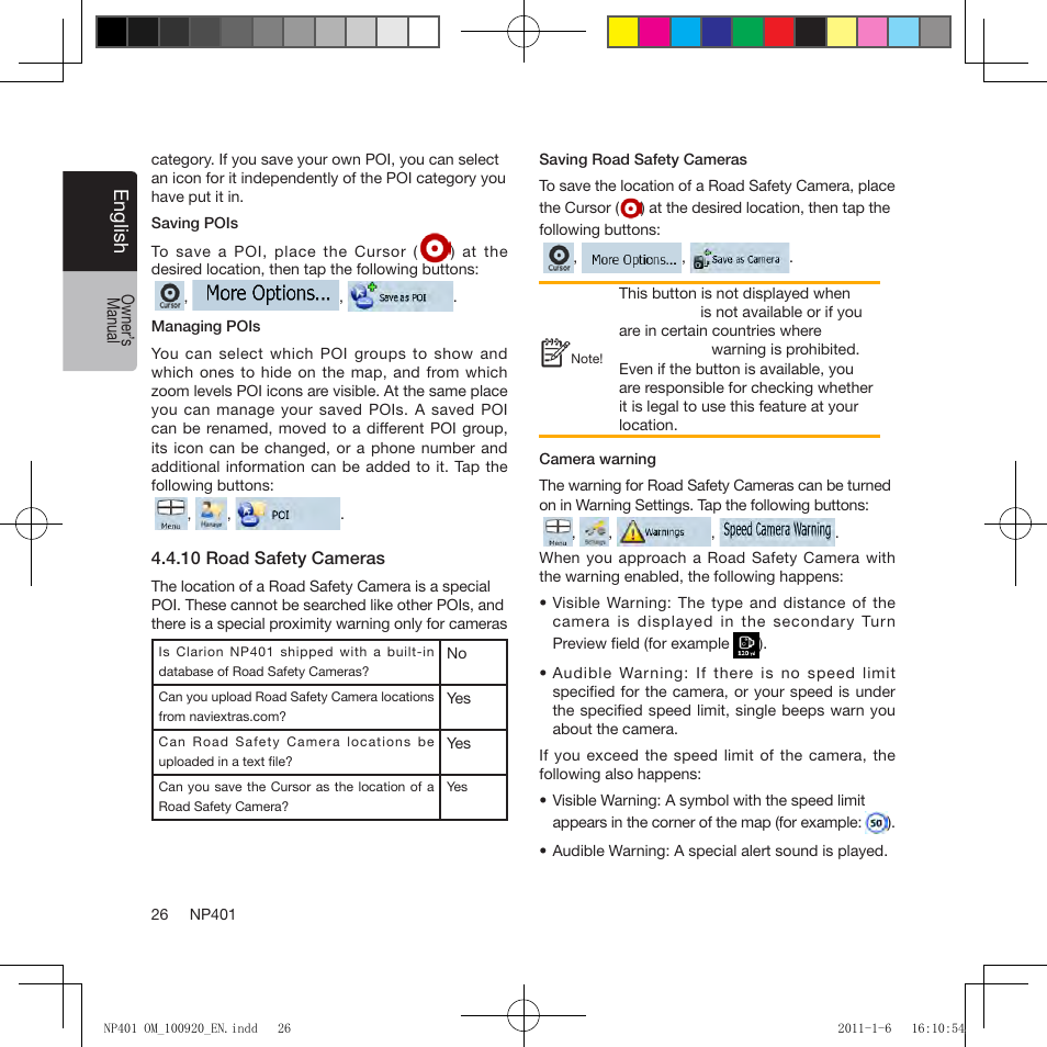 Eng lis h | Clarion NP401 User Manual | Page 26 / 81