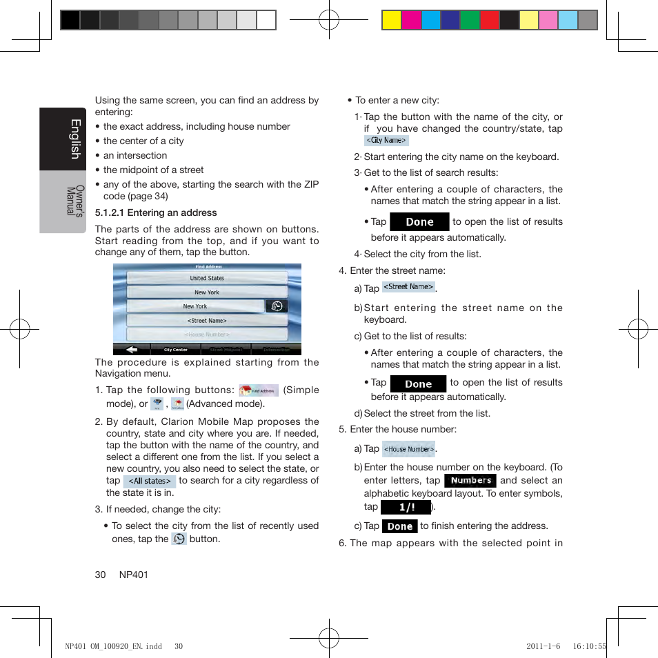 Eng lis h | Clarion NP401 User Manual | Page 30 / 81