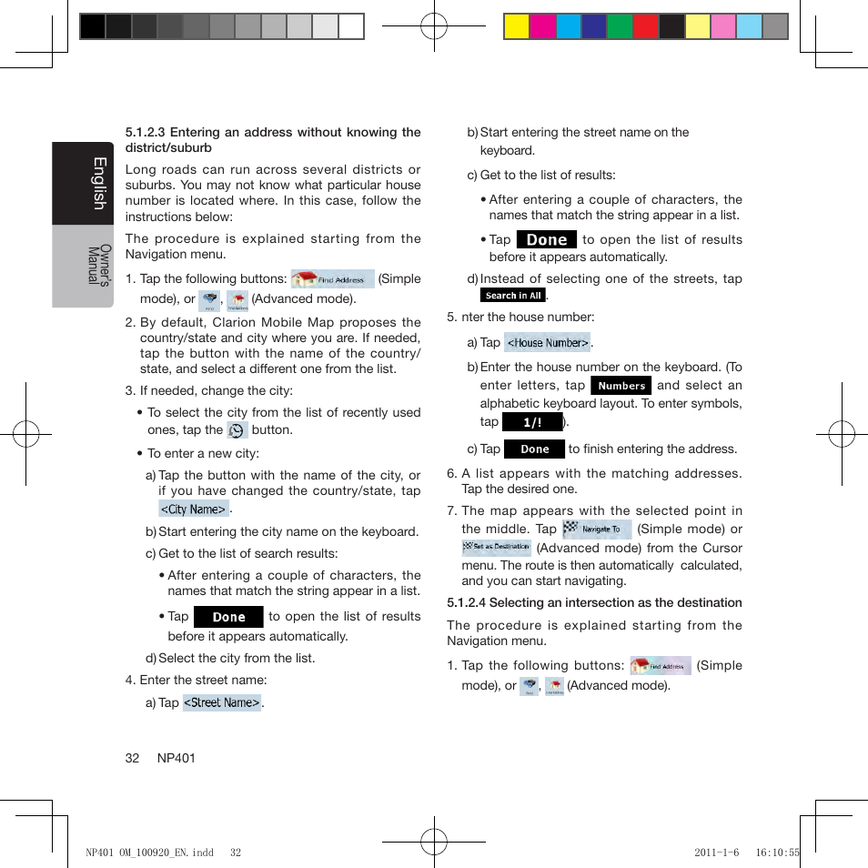 Eng lis h | Clarion NP401 User Manual | Page 32 / 81