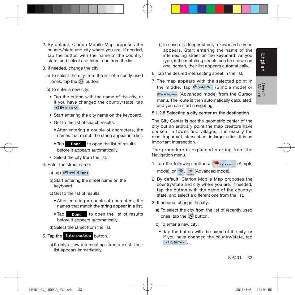 Eng lis h | Clarion NP401 User Manual | Page 33 / 81