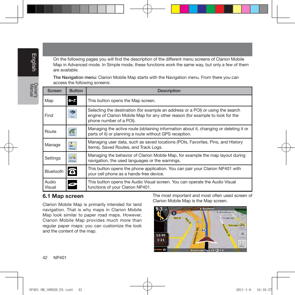 Reference guide (advanced mode) | Clarion NP401 User Manual | Page 42 / 81